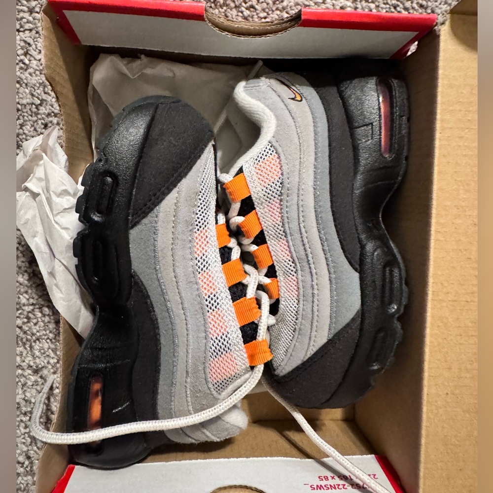 Toddler Air Max 95. Orange and black
